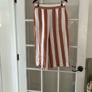 Madewell Linen- cotton Huston pull on, wide leg crop pants size large